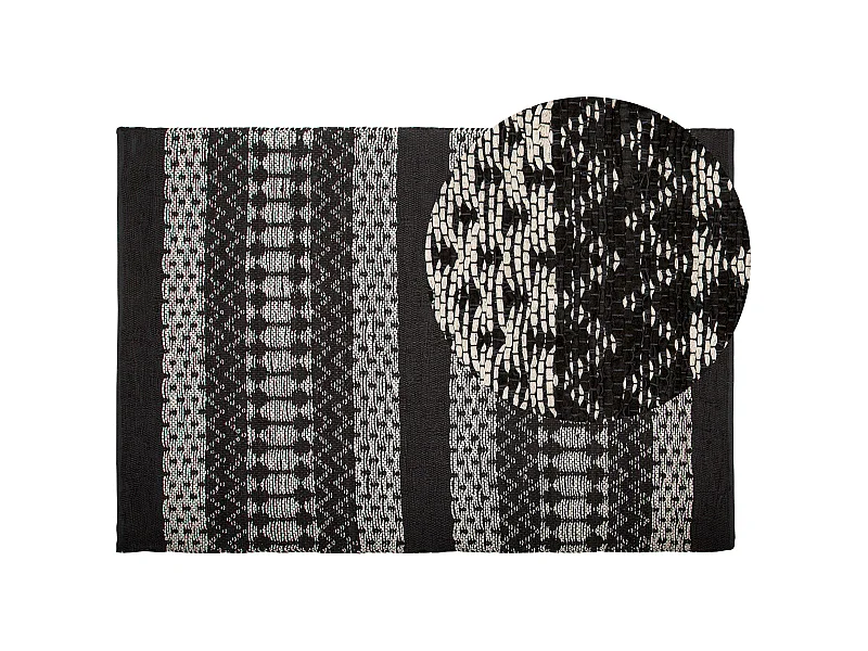 Rechteckiger Kurzflor Teppich Leder schwarz/beige 140x200cm Moderner Stil Sokun