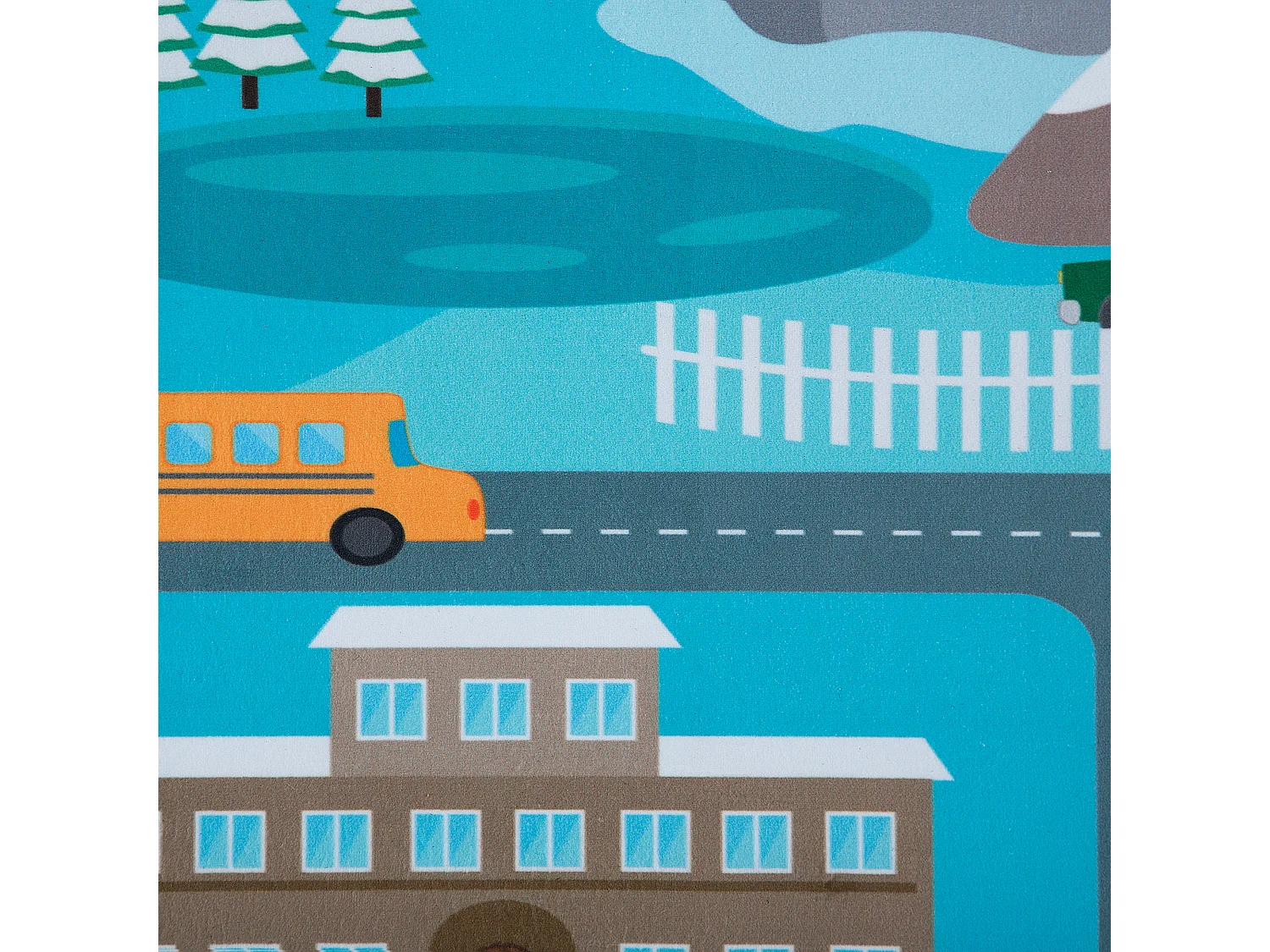 Verspielter Kinderteppich blau Stadt-Motiv 80 x 150 cm Kigi