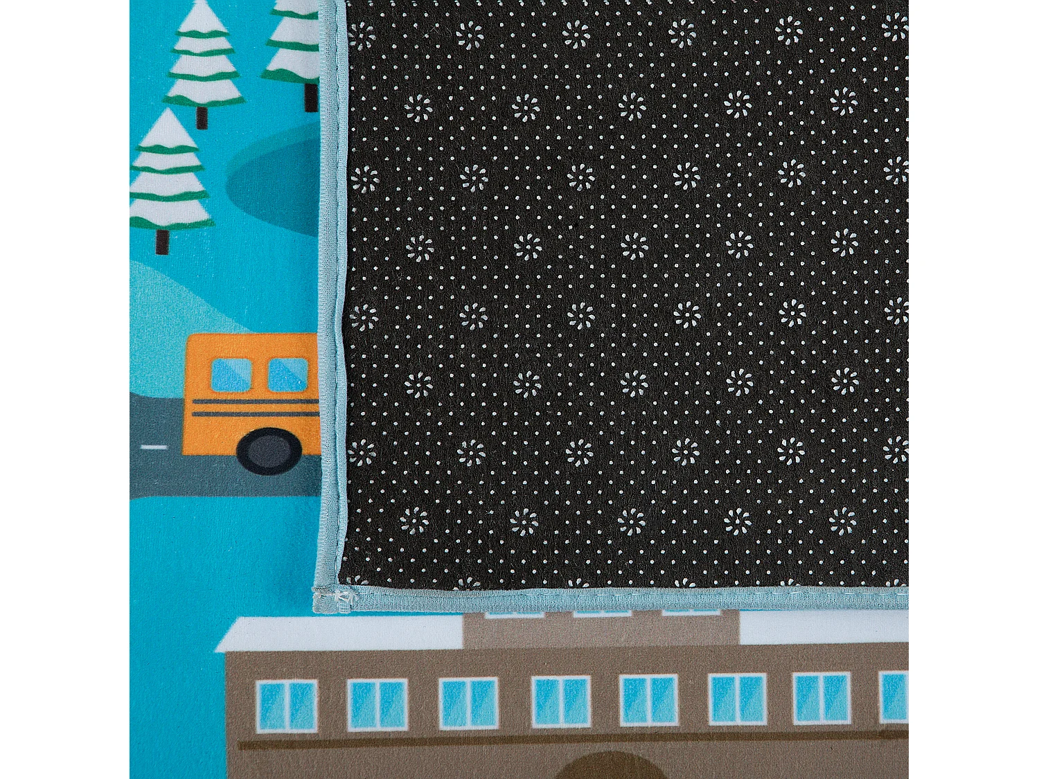 Verspielter Kinderteppich blau Stadt-Motiv 80 x 150 cm Kigi