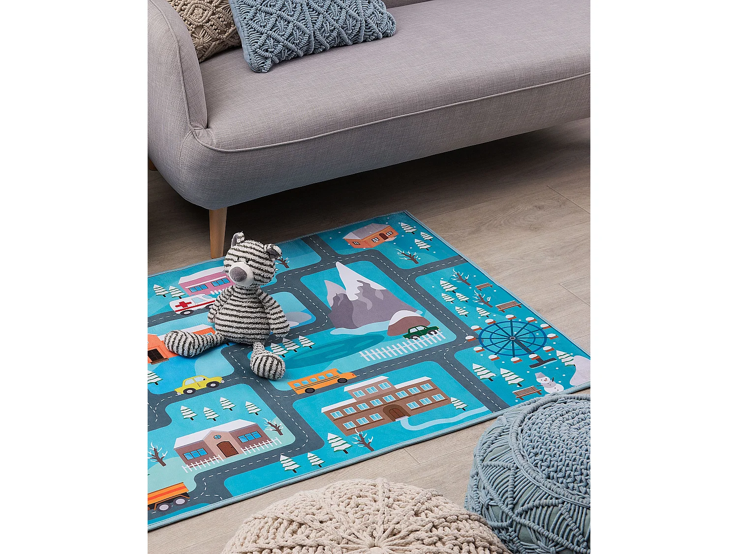 Vloerkleed polyester blauw 80 x 150 cm KIGI