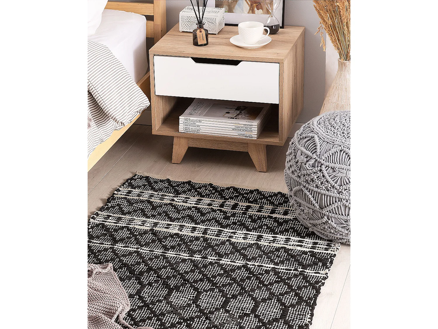 Vloerkleed FEHIMLI 80 x 150 cm Leer Zwart