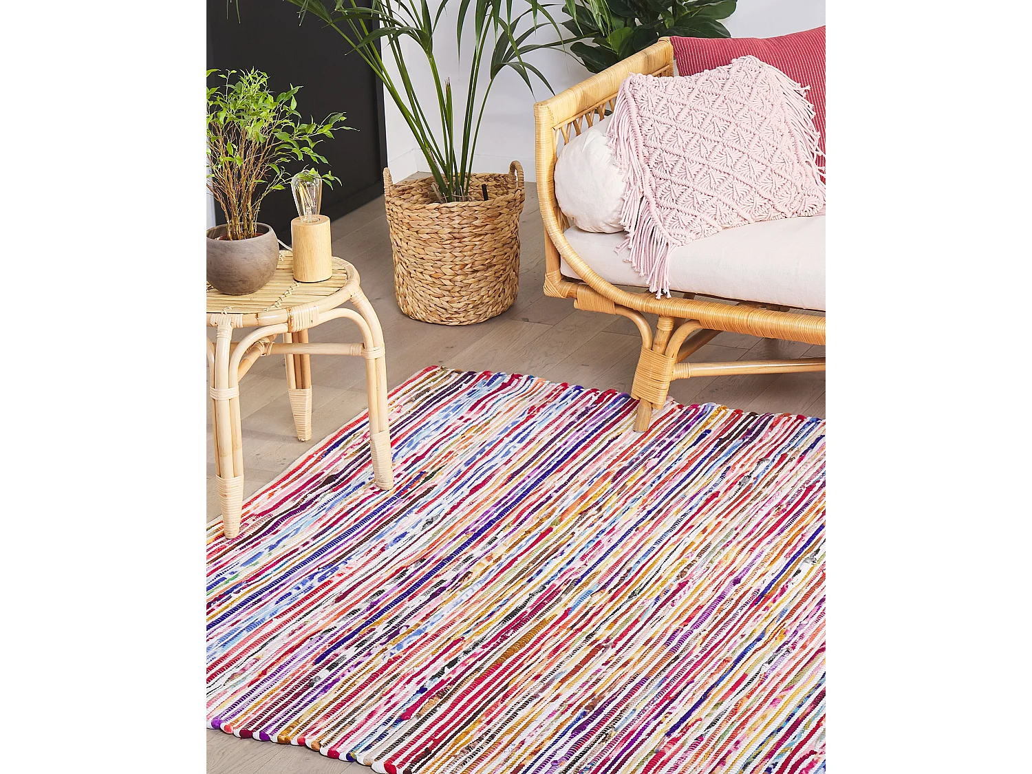 Vloerkleed polyester wit 160 x 230 cm BARTIN