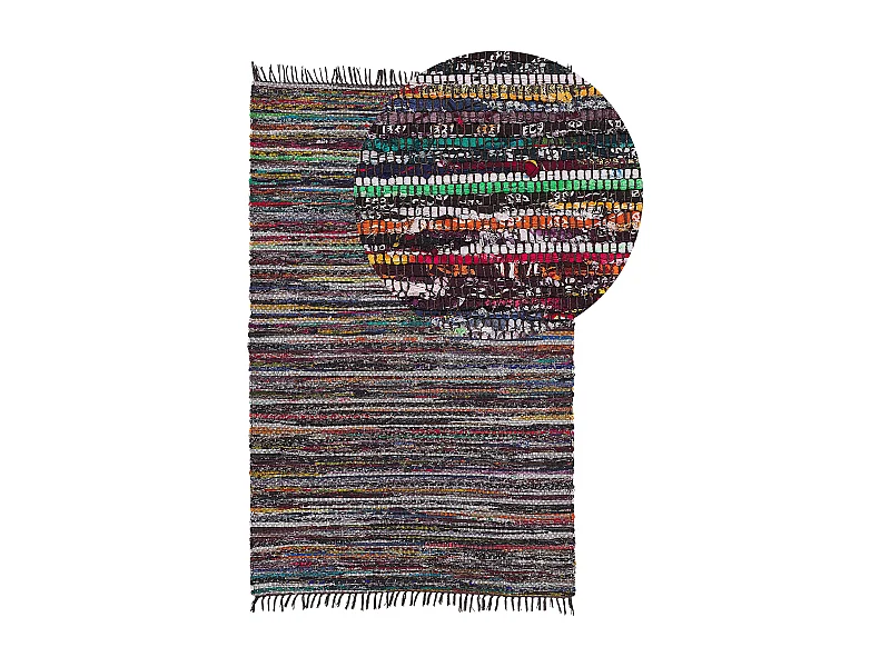 Tappeto multicolore scuro in cotone con fronde 140 x 200 cm DANCA