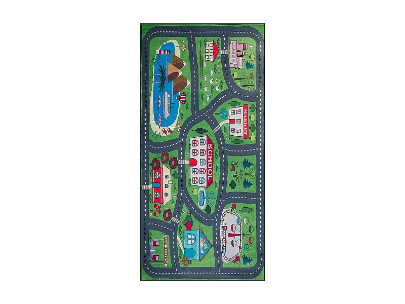 Origineller Teppich grün 80 x 150 cm Stadt-Motiv Tutak