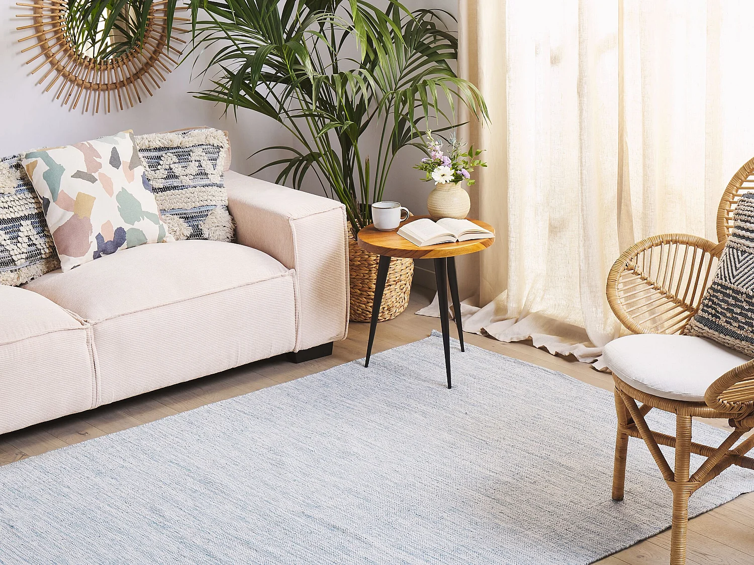 Tapis en coton bleu clair 160 x 230 cm DERINCE