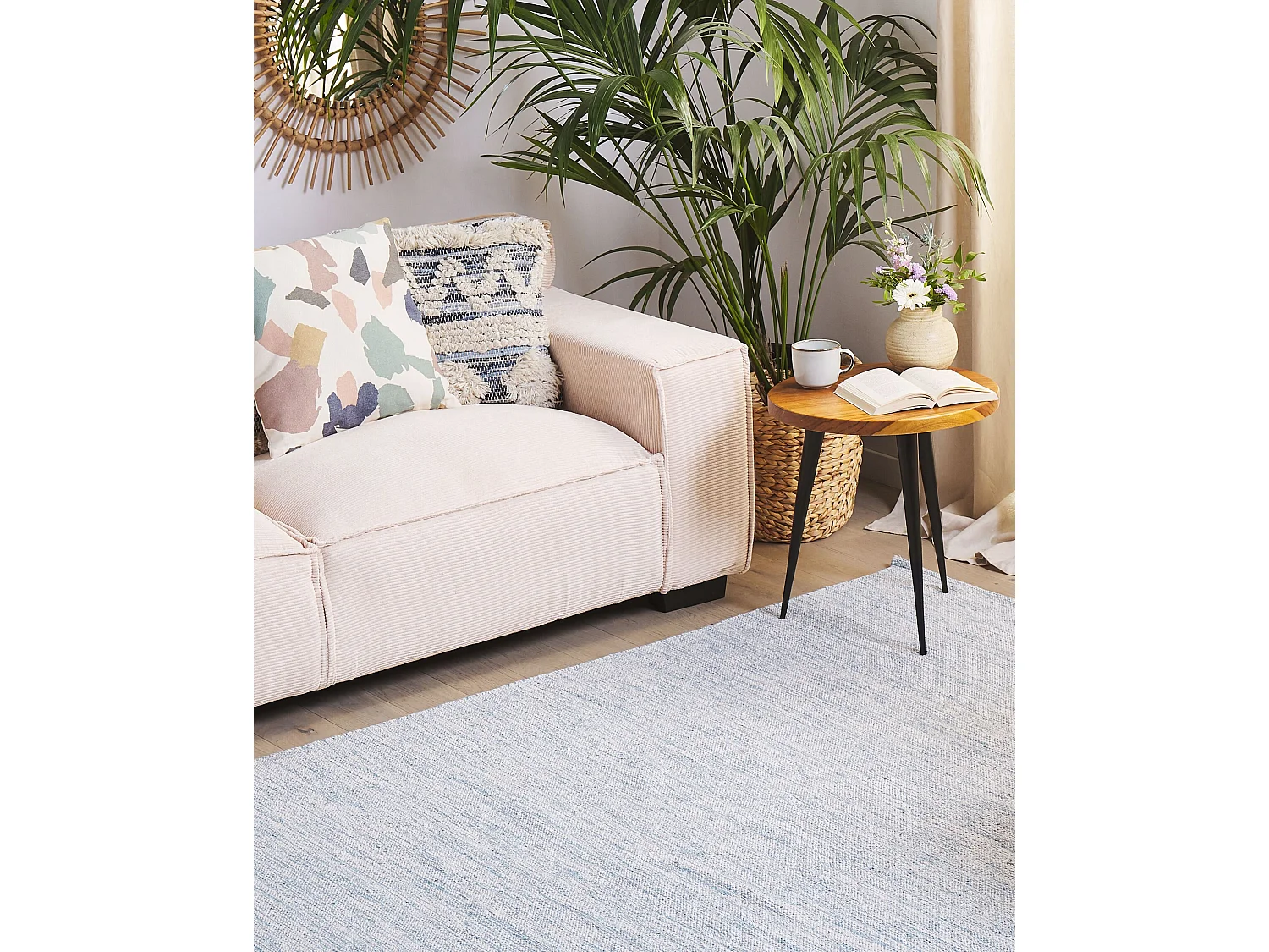 Tapis en coton bleu clair 160 x 230 cm DERINCE