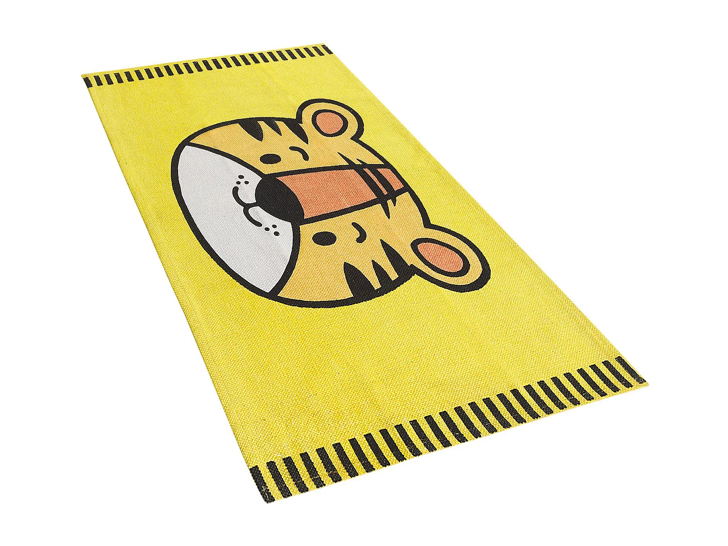 Teppich gelb Baumwolle 60 x 90 cm Tigermotiv Kinderteppich Ranchi
