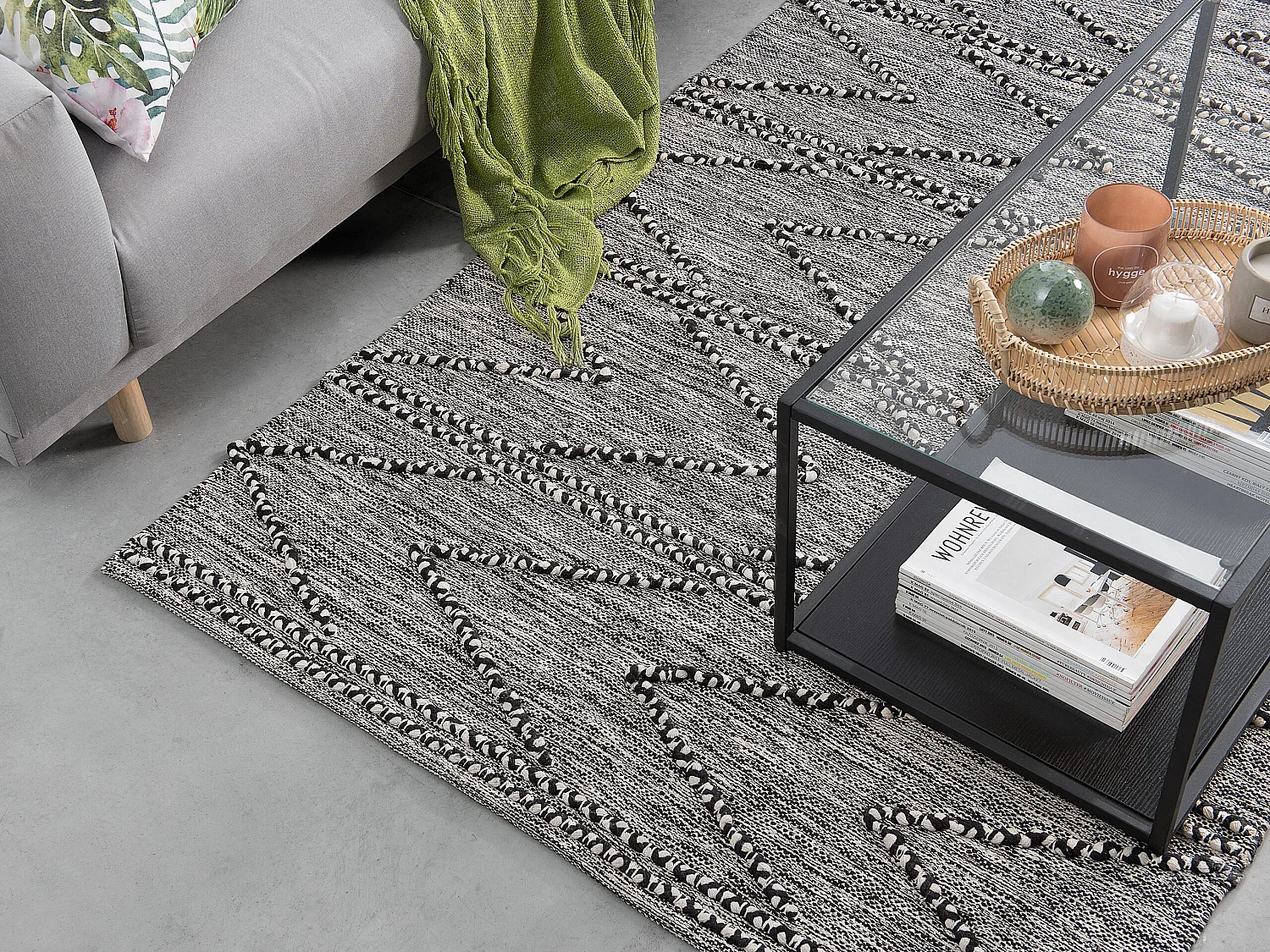 Vloerkleed katoen zwart/wit 140 x 200 cm TERMAL