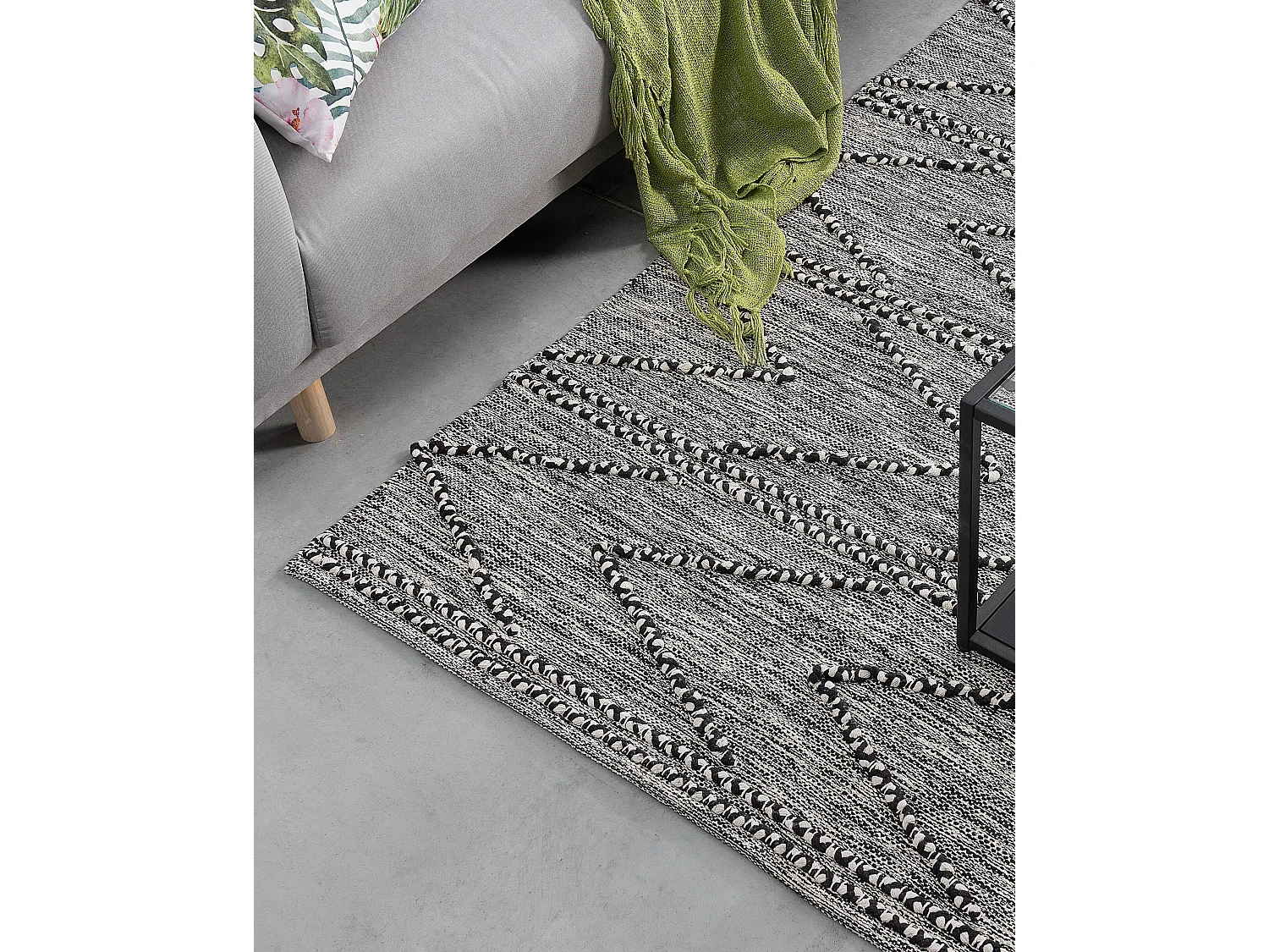 Vloerkleed katoen zwart/wit 140 x 200 cm TERMAL