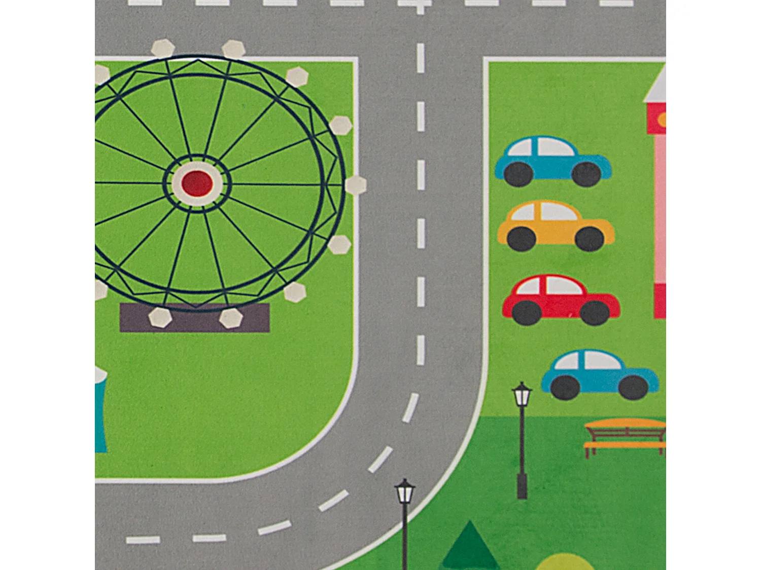 Kinderteppich grün 80 x 150 cm Stadt-Motiv Kurzflor SEBEN