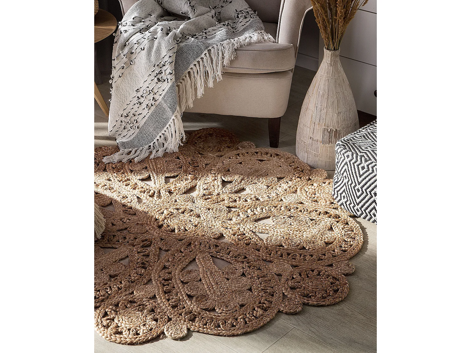 Vloerkleed BUCAK ø 120 cm Jute Beige