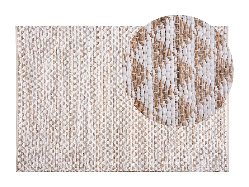 Rechteckiger Teppich beige Baumwolle/Jute 140 x 200 cm handgewebt Tunceli