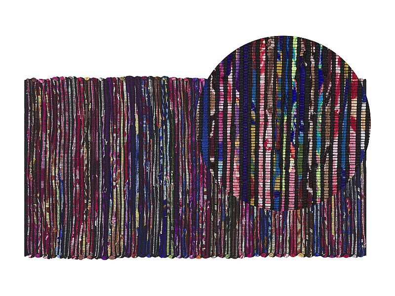 Vloerkleed polyester zwart 80 x 150 cm BARTIN