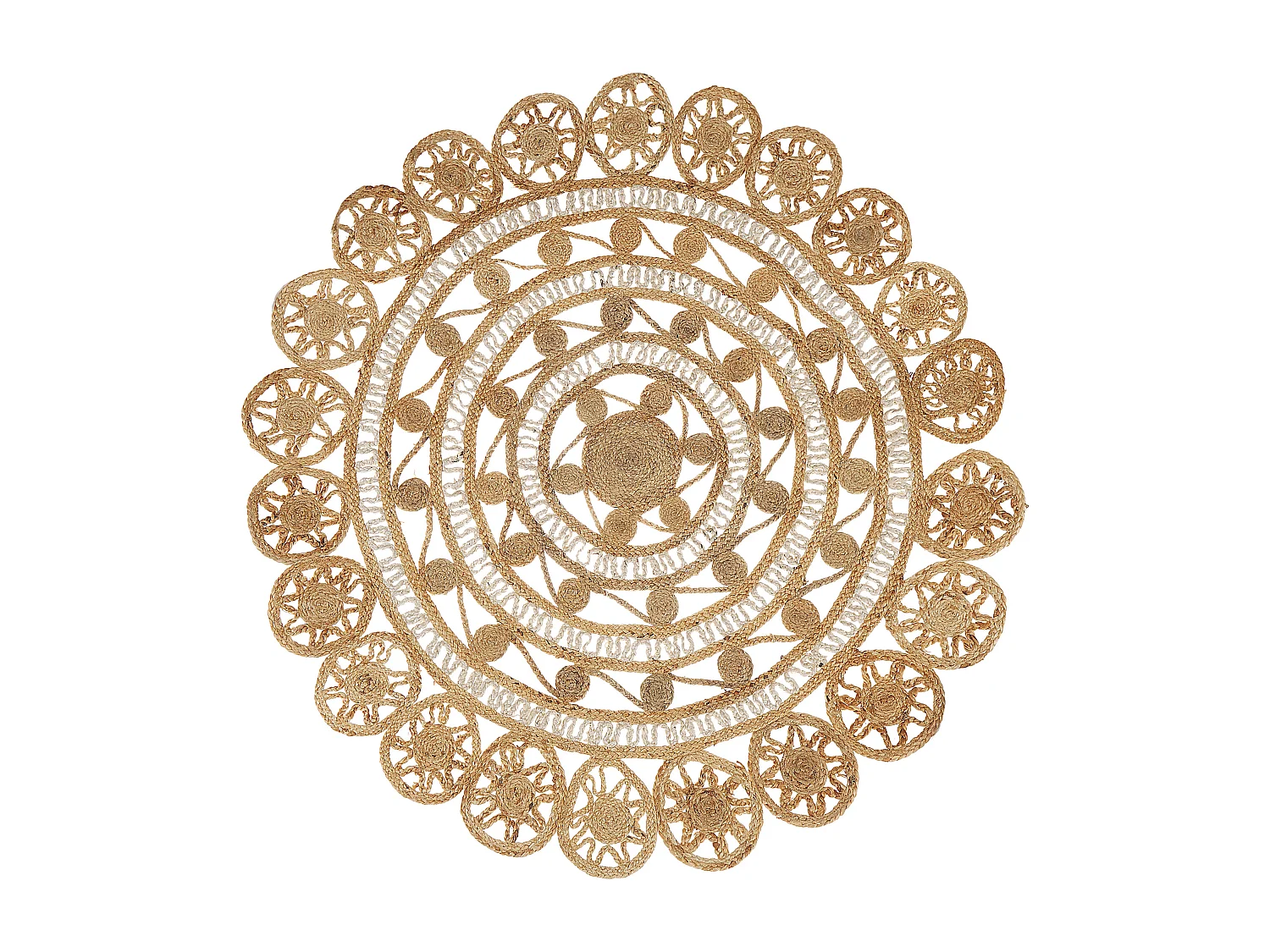 Tapis rond 140 cm en jute beige LALELI