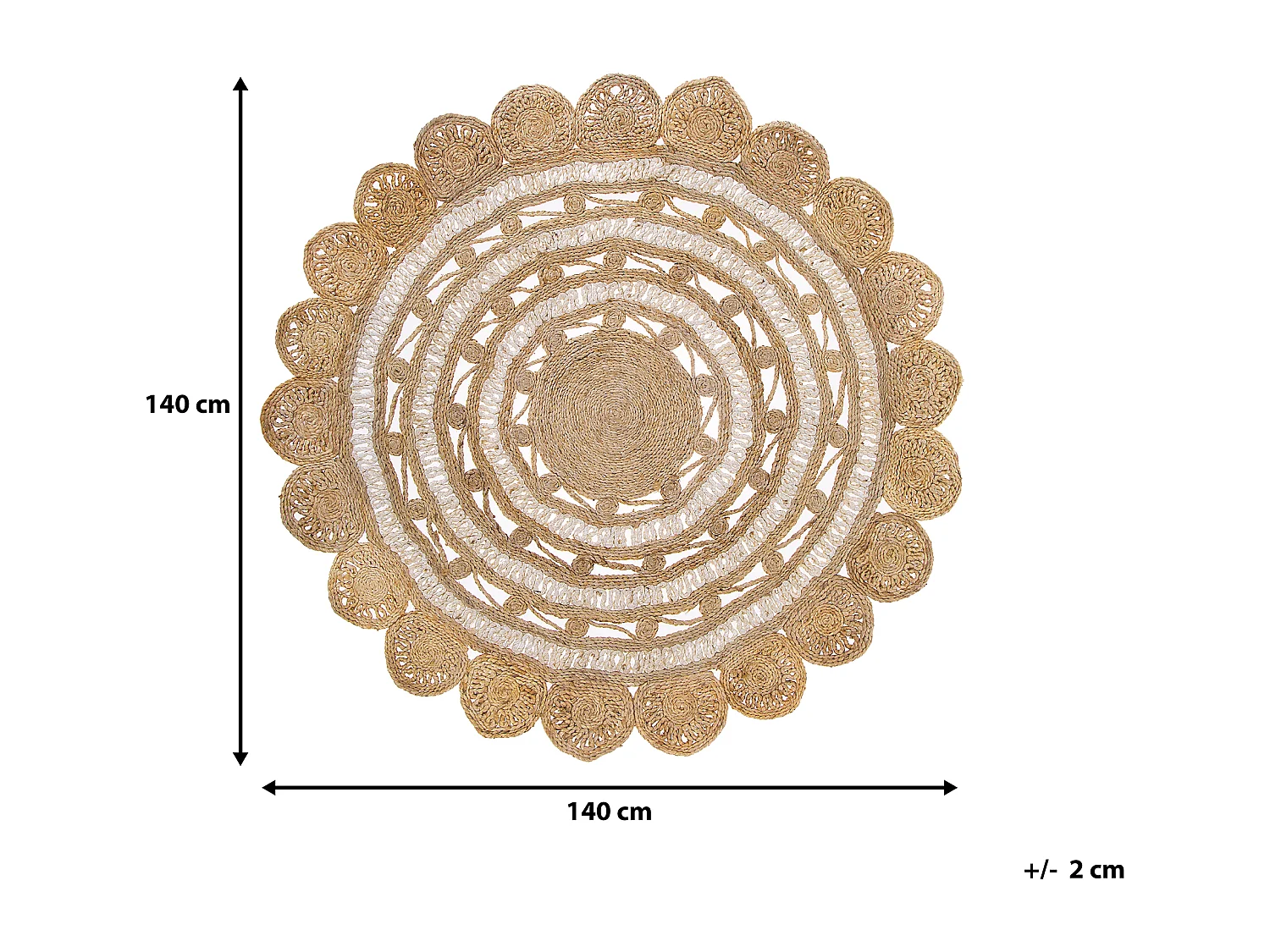 Tapis rond 140 cm en jute beige LALELI