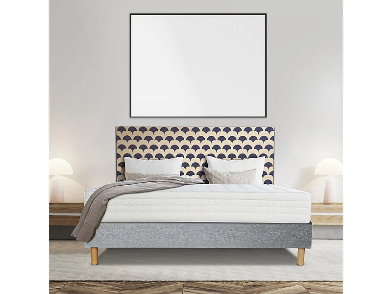 Ensemble Essenzia  SPRING 2600 Ferme + Sommier Tradition Graphic 19cm + Pieds 140x190 Ressorts