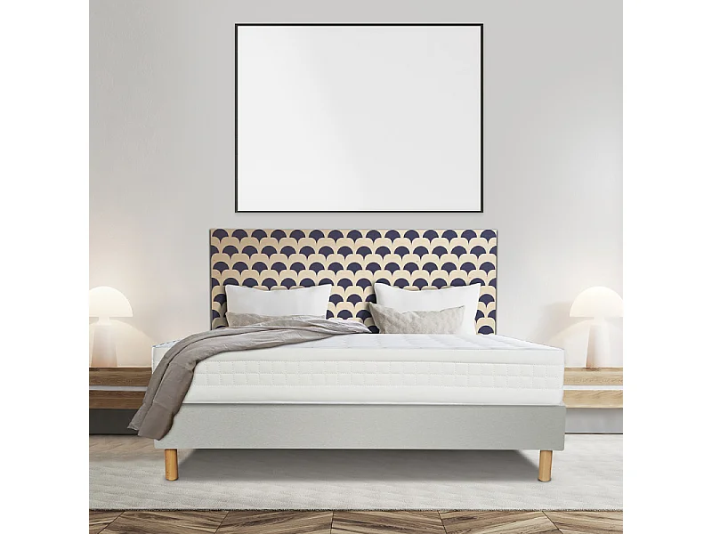 Ensemble Essenzia  SPRING 2600 Ferme + Sommier Tradition Graphic 13cm + Pieds 200x200 Ressorts