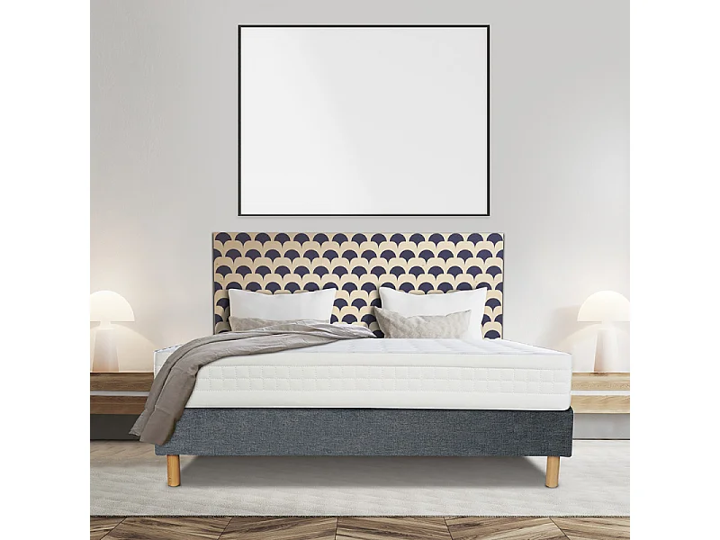 Ensemble Essenzia  SPRING 2600 Ferme + Sommier Tradition Graphic 13cm + Pieds 200x200 Ressorts