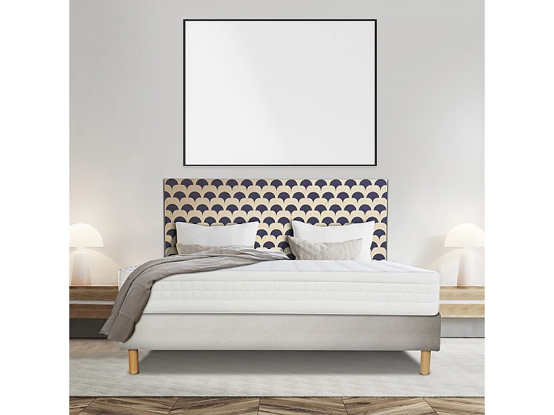 Ensemble Essenzia  SPRING 2600 Ferme + Sommier Tradition Graphic 19cm + Pieds 140x220 Ressorts