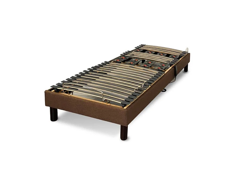 Ensemble lit électrique Essenzia Zen Grey Classic + Sommier Emotion marron 2x70x190 Ressorts