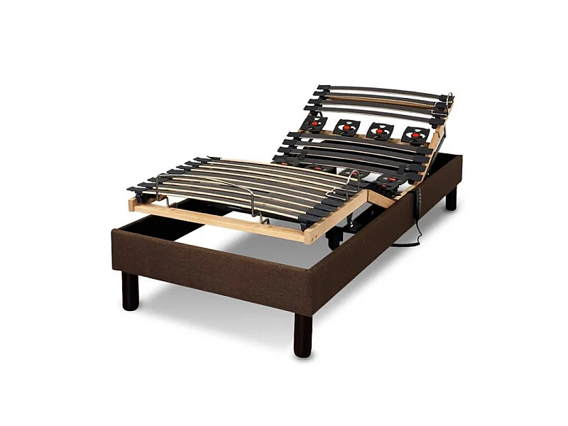 Ensemble lit électrique Essenzia Zen Grey Classic + Sommier Emotion marron 2x70x190 Ressorts