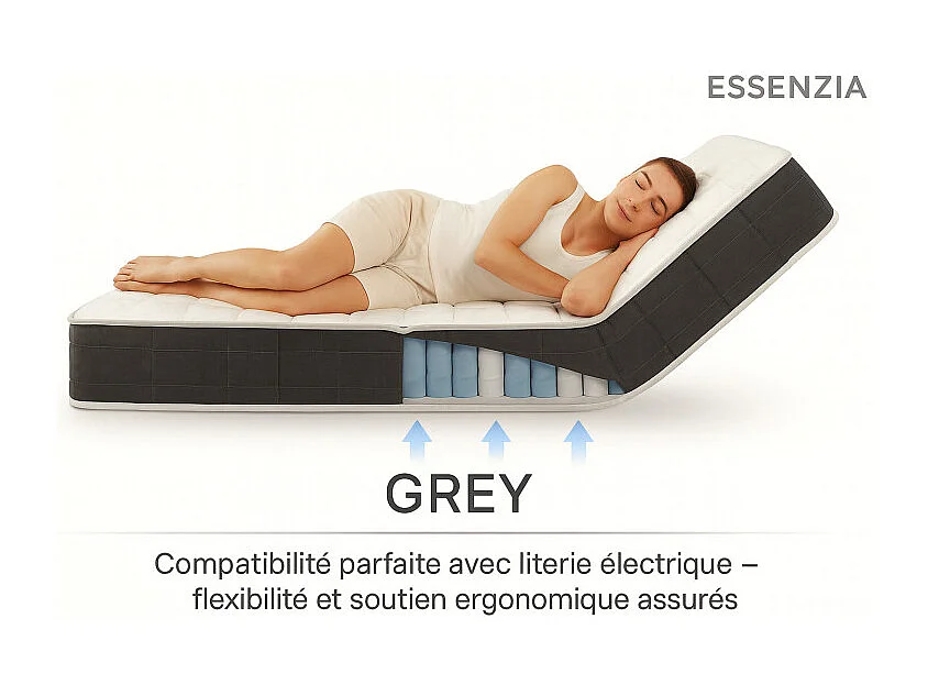 Matelas Essenzia Zen GREY CLASSIC Ressorts 2x90x200 Ressorts