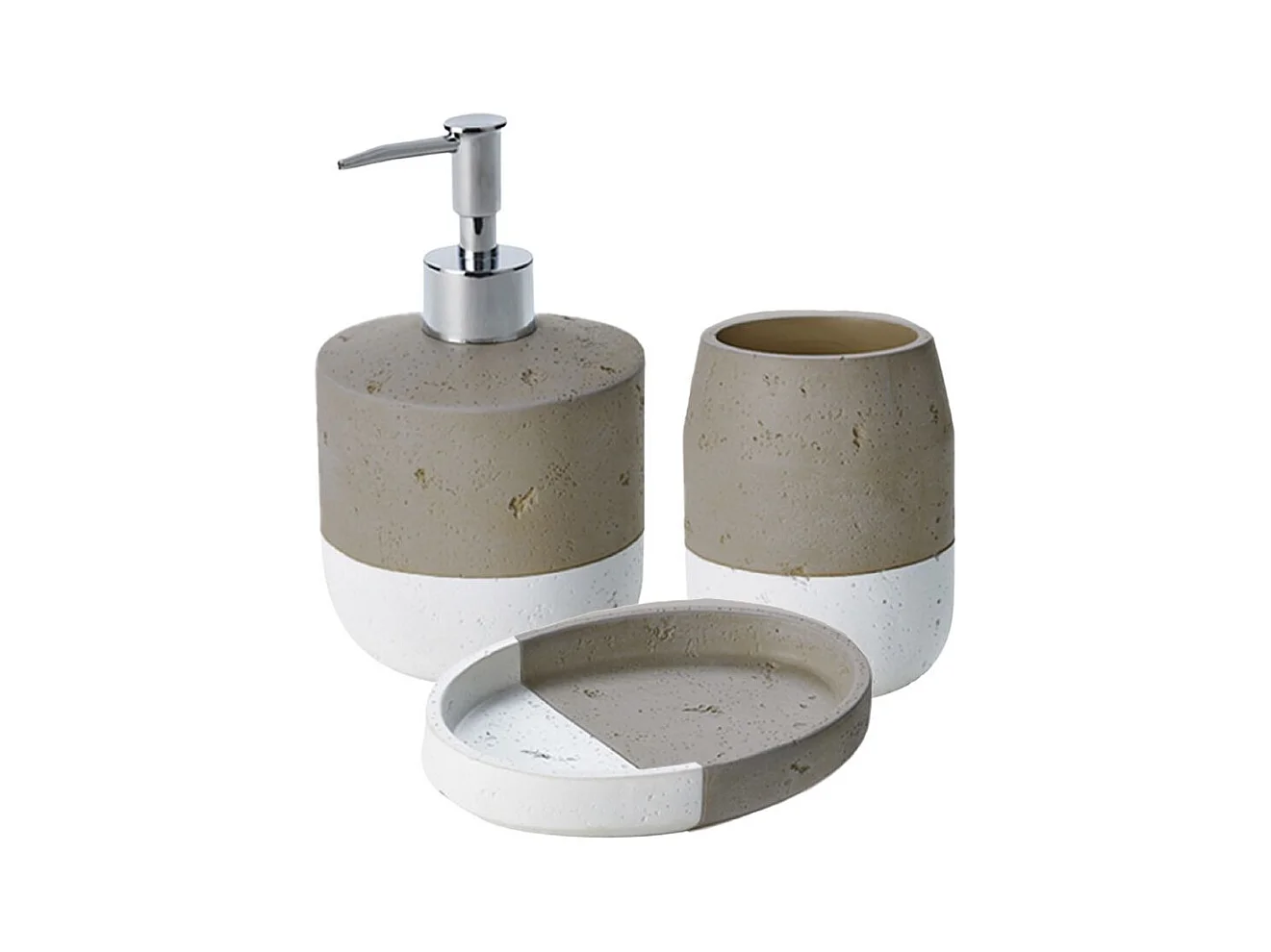 Set salle de bain bicolore 3 pièces céramique taupe