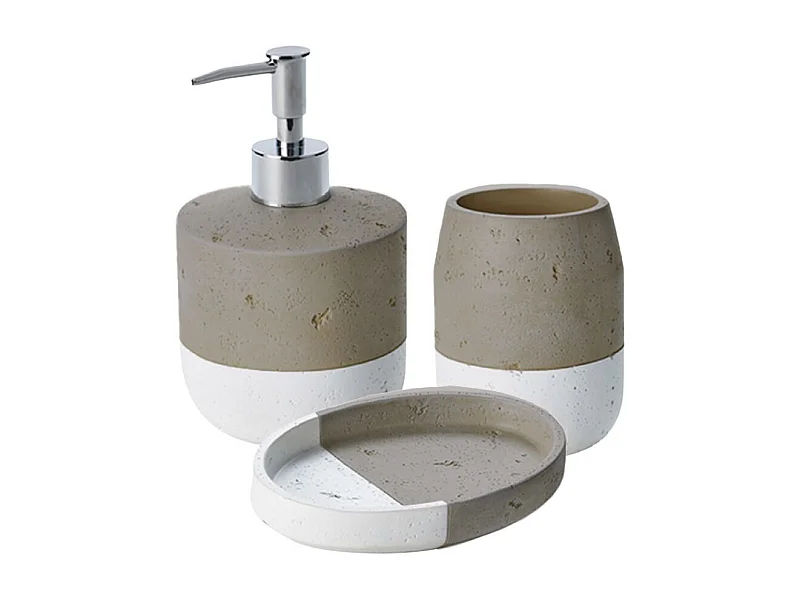 Set salle de bain bicolore 3 pièces céramique taupe
