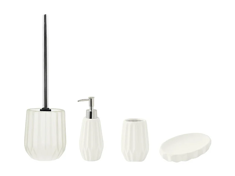 Set salle de bain à relief 4 pièces céramique blanc