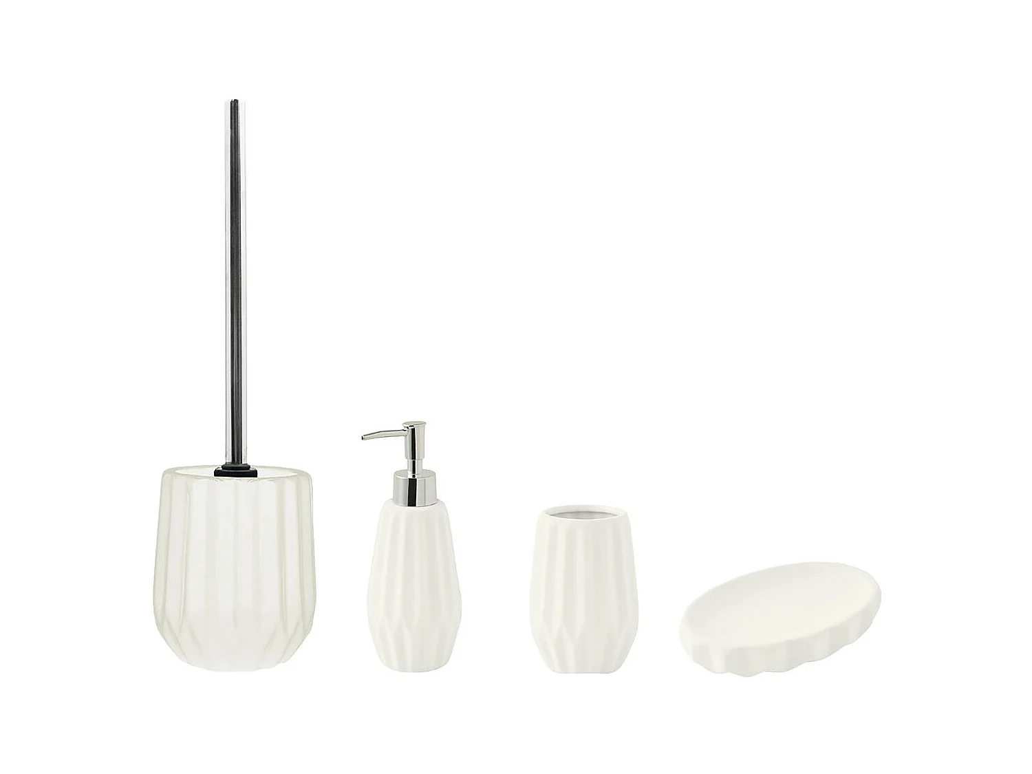 Set salle de bain à relief 4 pièces céramique blanc