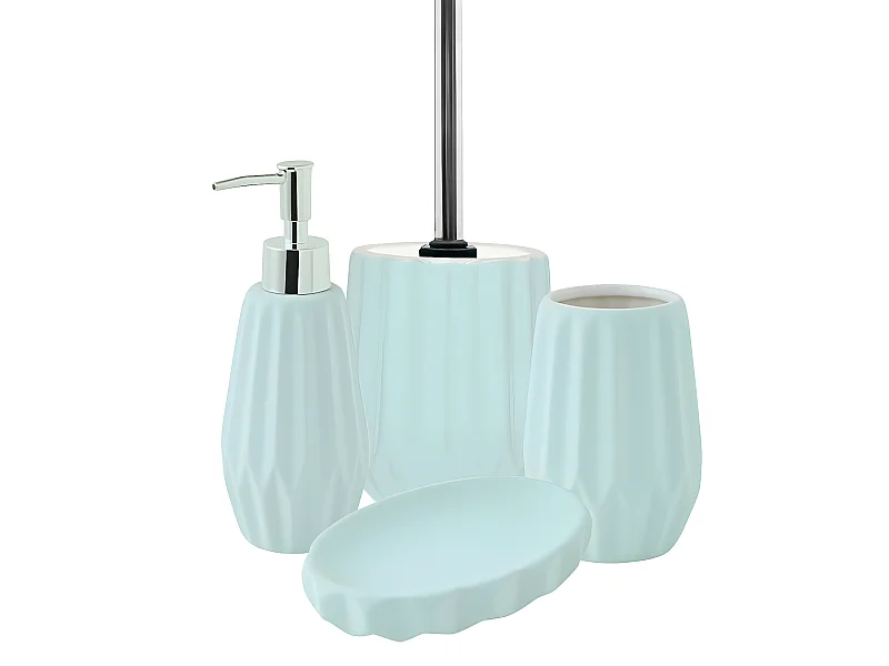 Set salle de bain à relief 4 pièces céramique bleu
