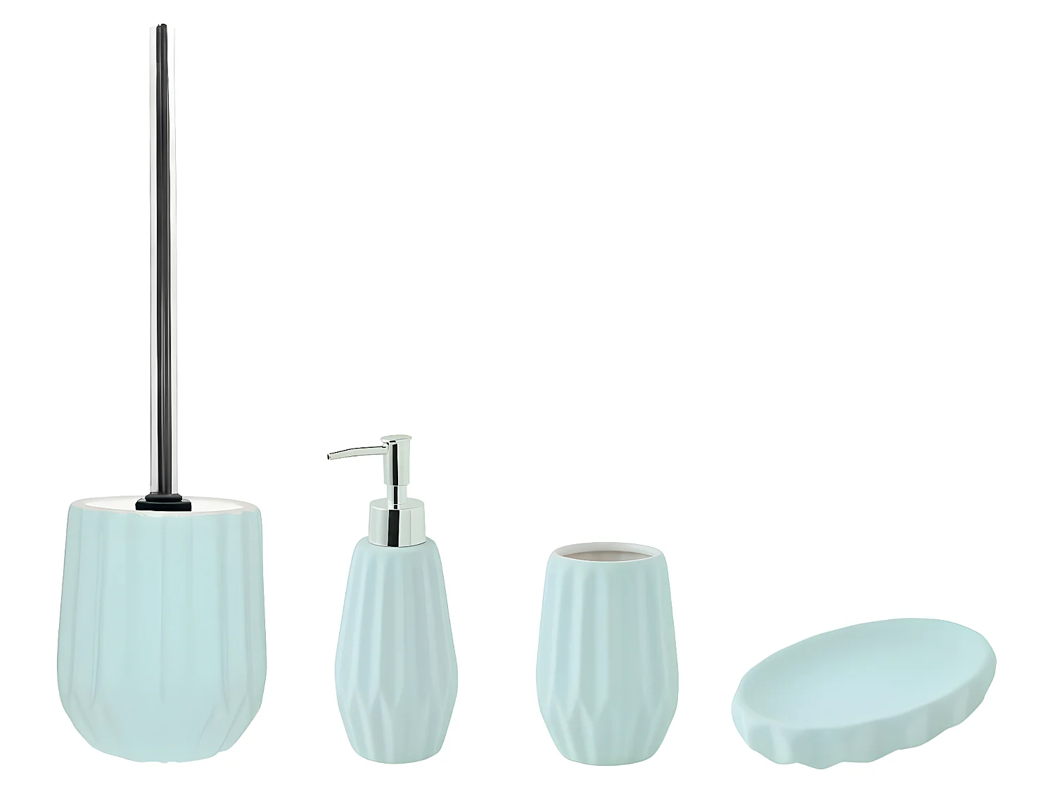 Set salle de bain à relief 4 pièces céramique bleu