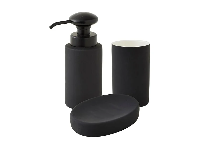 Set salle de bain uni 3 pièces céramique noir