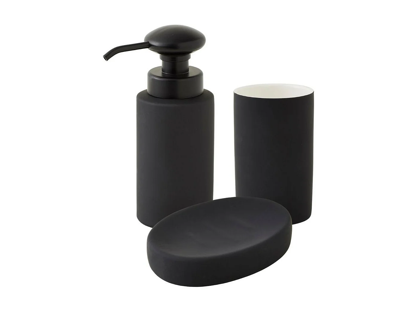 Set salle de bain uni 3 pièces céramique noir