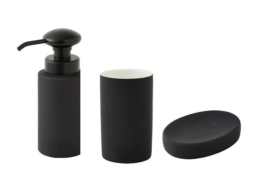 Set salle de bain uni 3 pièces céramique noir