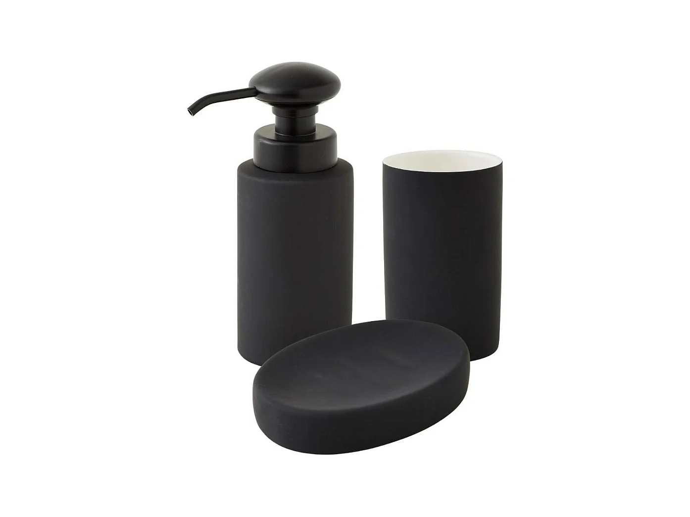 Set salle de bain uni 3 pièces céramique noir