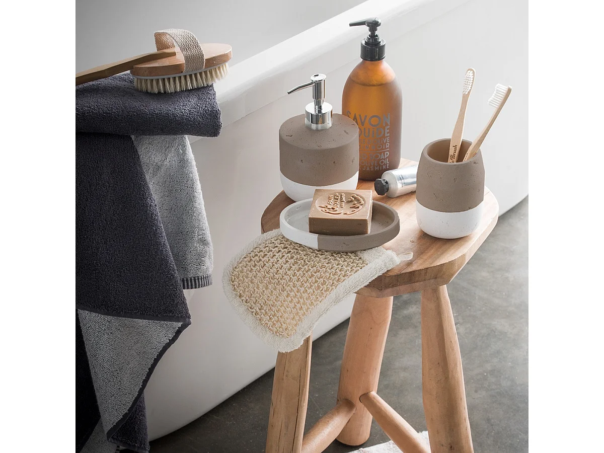 Set salle de bain bicolore 4 pièces en céramique taupe