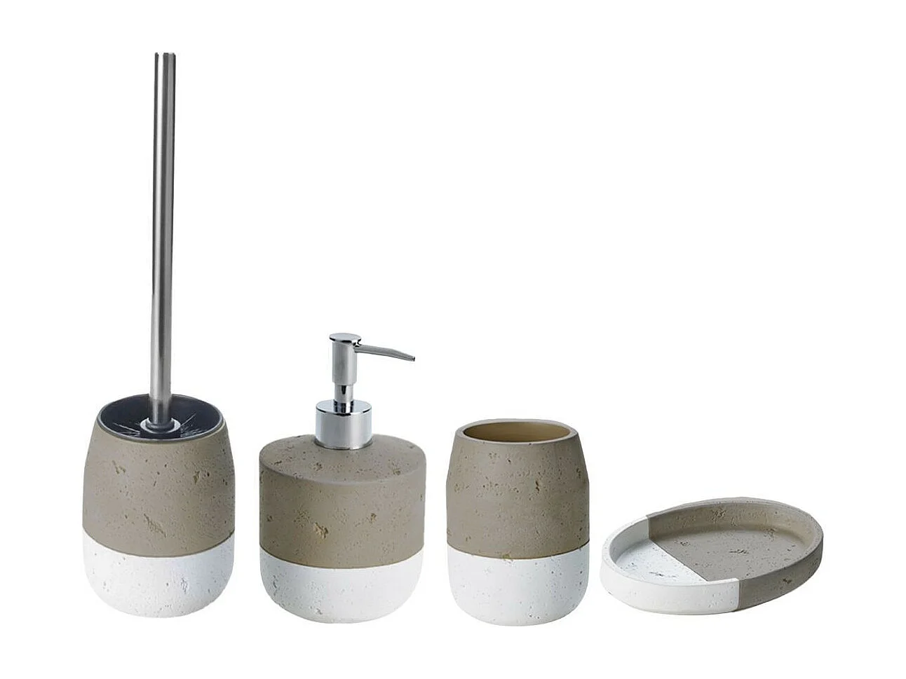 Set salle de bain bicolore 4 pièces en céramique taupe
