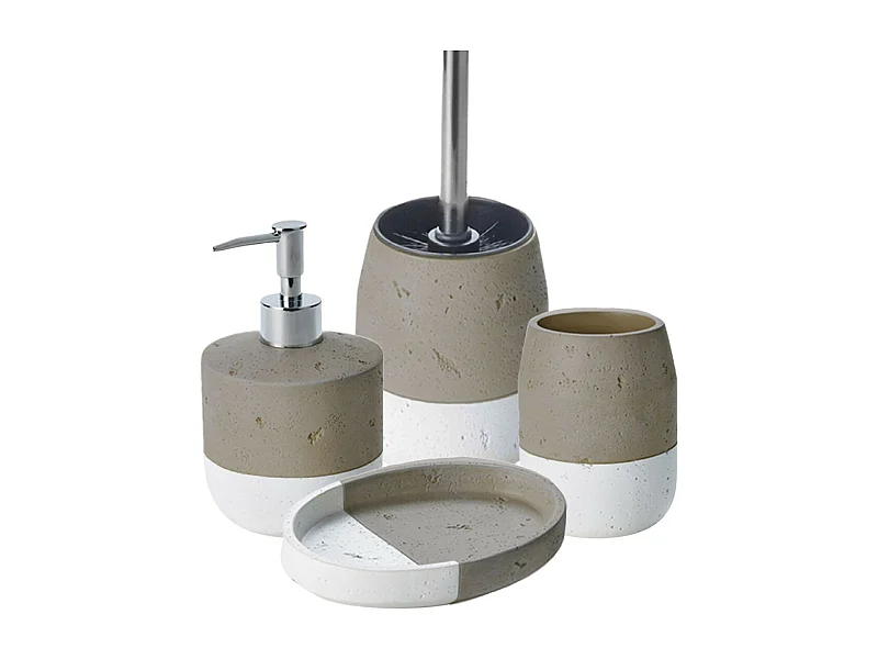 Set salle de bain bicolore 4 pièces en céramique taupe