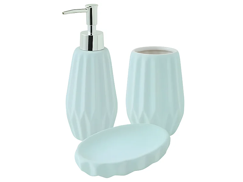 Set salle de bain à relief 3 pièces céramique bleu