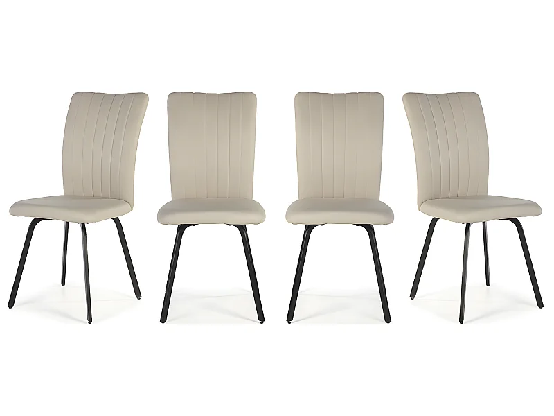 Lot de 4 chaises en tissu beige - Lonni