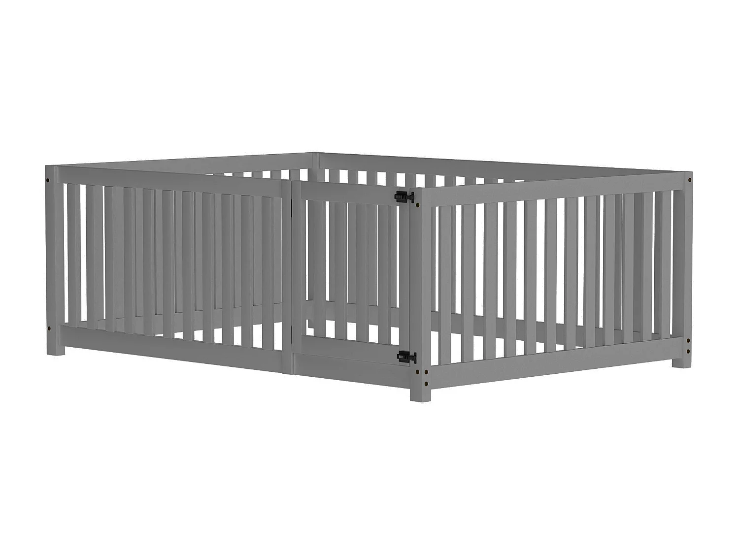 Letto per bambini 140x200 cm in legno massello con barriera di sicurezza - Grigio