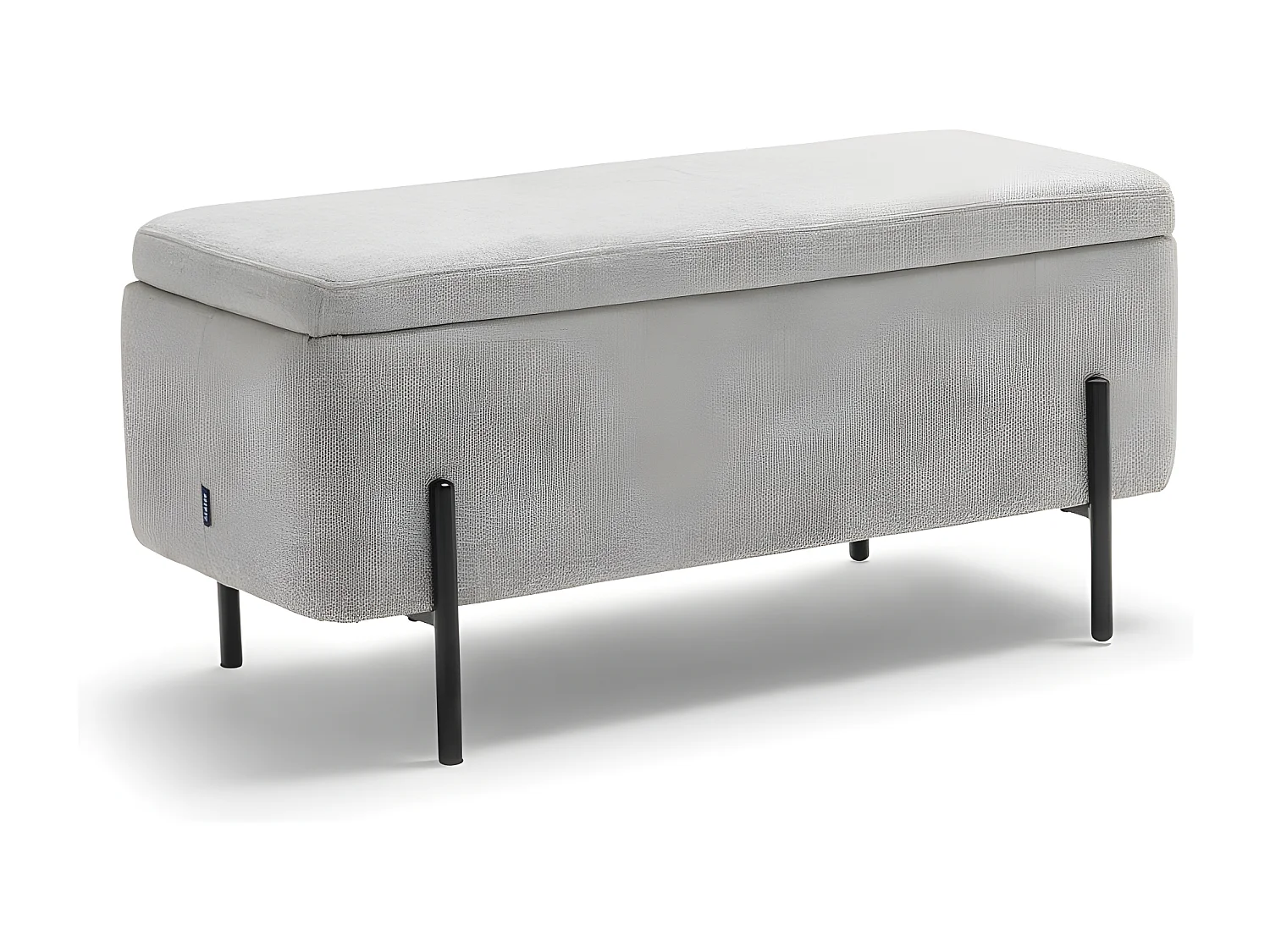 Kos - Banc coffre en tissu et métal L100cm - Gris clair