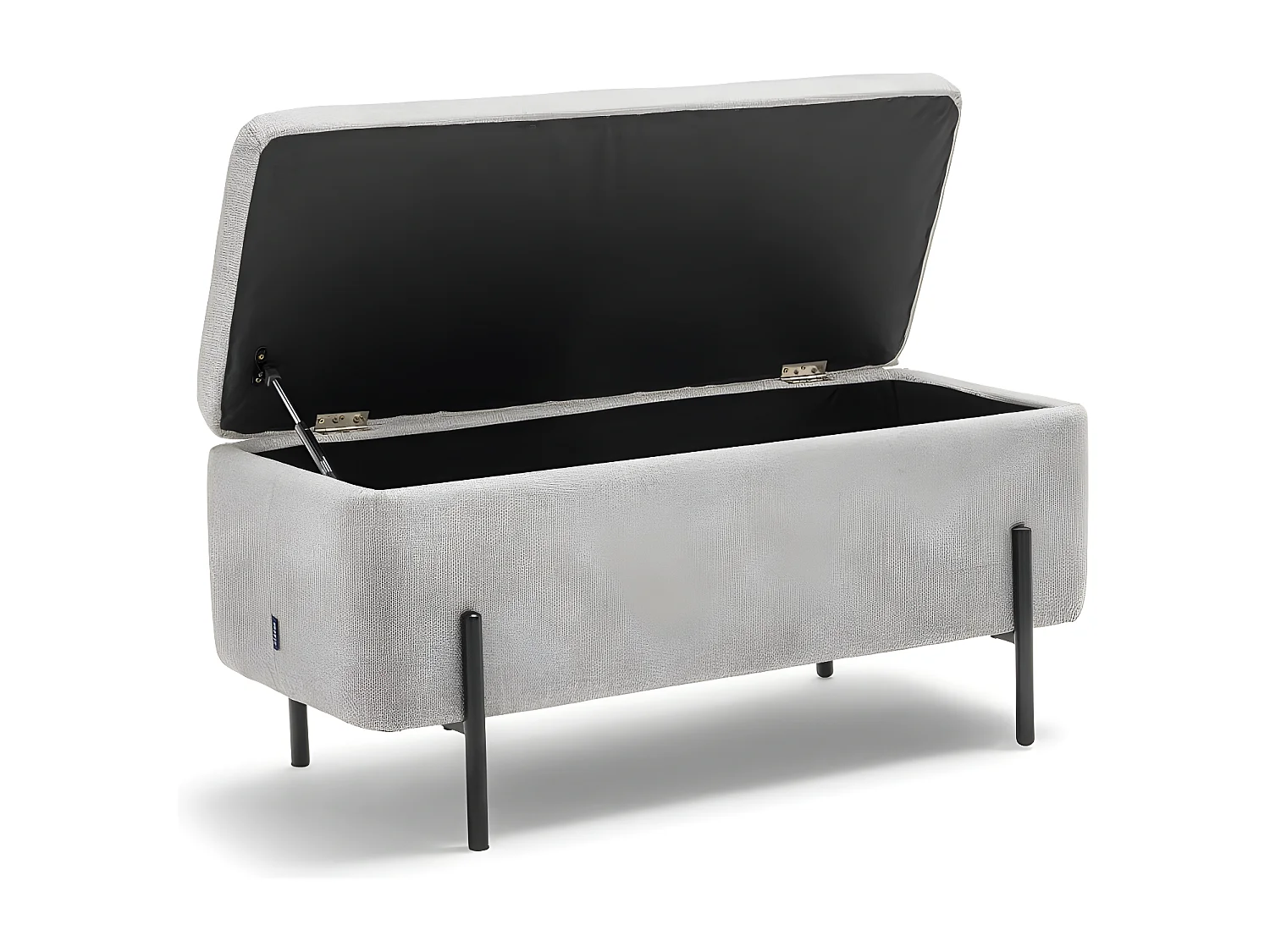 Kos - Banc coffre en tissu et métal L100cm - Gris clair