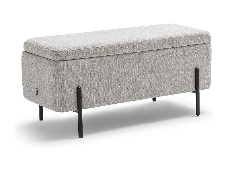 Kos - Banc coffre en tissu et métal L100cm - Gris clair