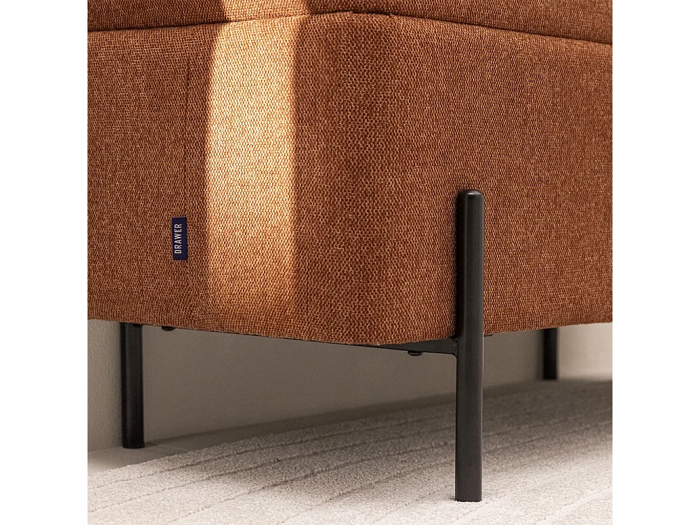 Kos - Banc coffre en tissu et métal L100cm - Rouille