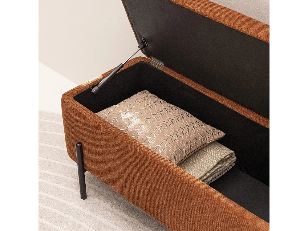 Kos - Banc coffre en tissu et métal L100cm - Rouille
