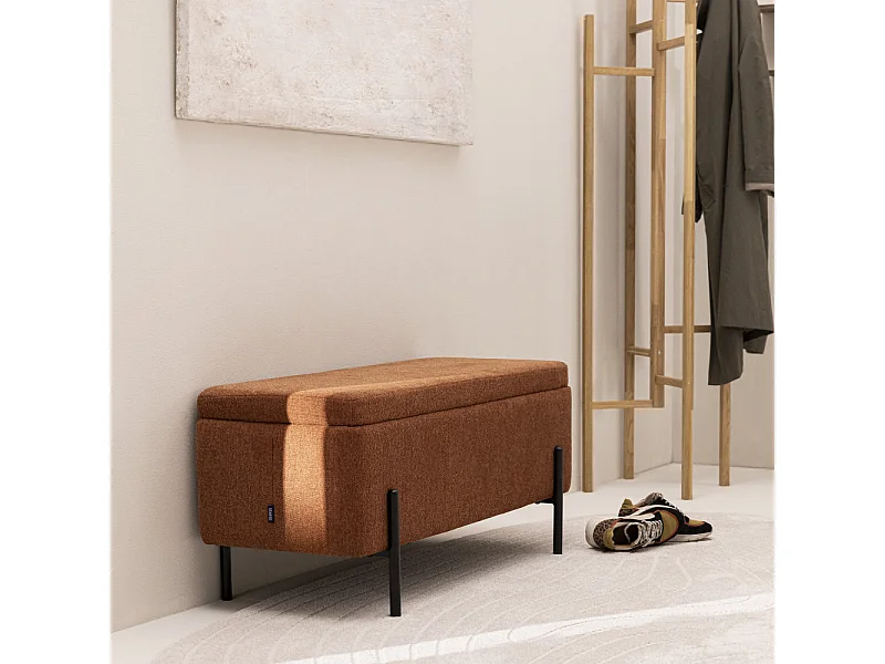 Kos - Banc coffre en tissu et métal L100cm - Rouille