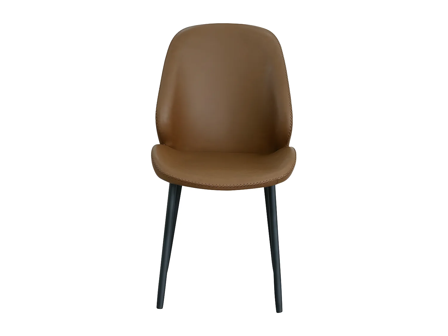 Chaise De Salle À Manger Monte Carlo En Pu Vintage Marron Avec Pieds Noirs