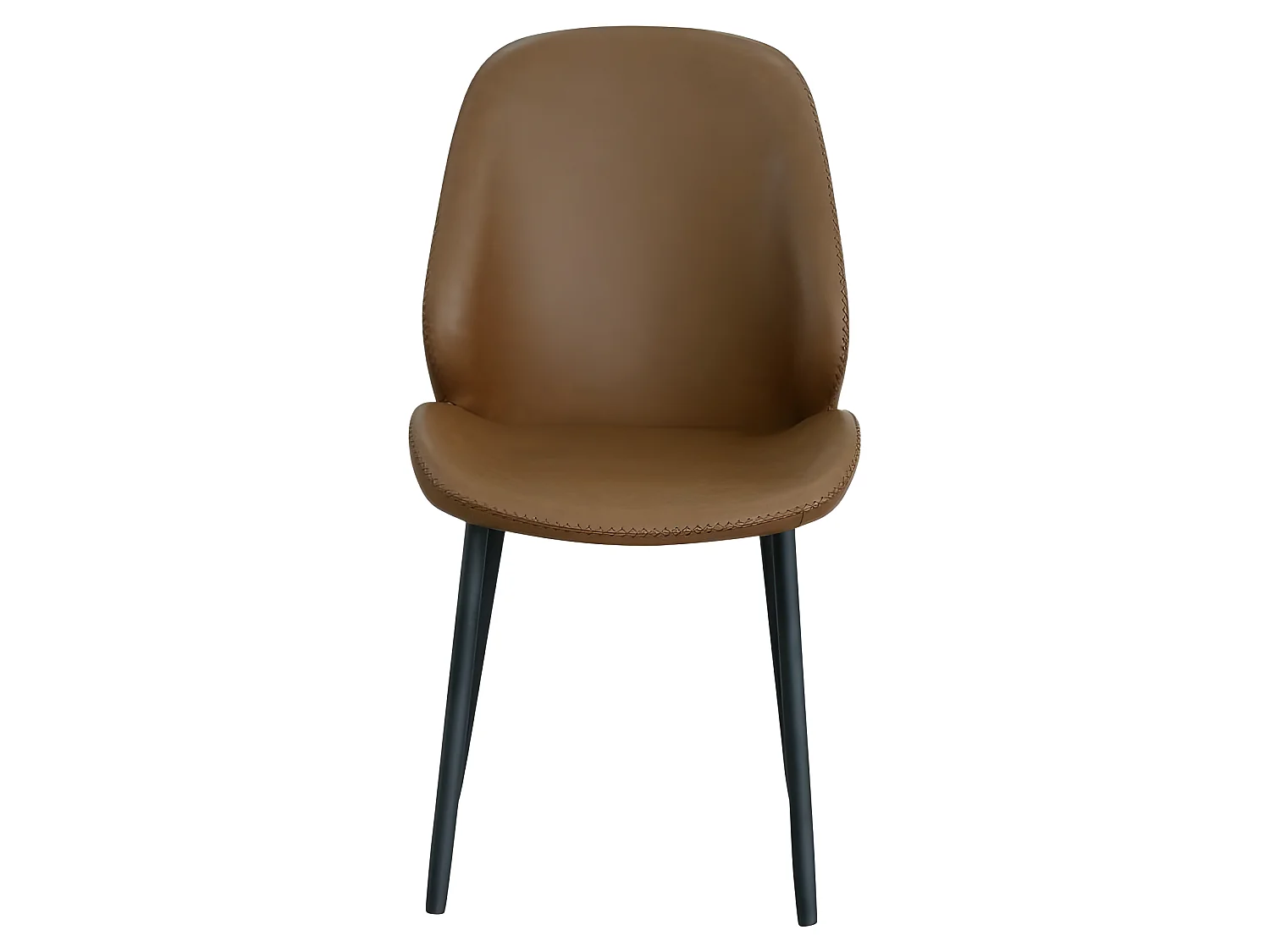 Chaise De Salle À Manger Monte Carlo En Pu Vintage Marron Avec Pieds Noirs